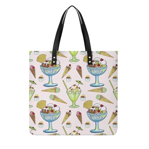 Sac shopping gâteaux glacés pour femmes : grand tote bag en toile de voyage 39x39cm