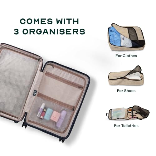 Image of Assembly Cabin Suitcase with8 Spinner Wheels & TSA Lock, Internal Laptop Pocket, Polycarbonate Hard Shell Carry On Luggage for Weekend Getaways, Navy Blue, 20-Inch