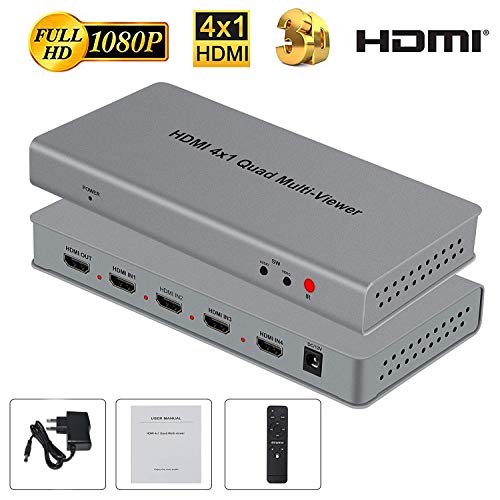 Image of Tobo 4x1 HDMI Quad Multi-Viewer Converter with Seamless Switcher 4 HD Digital Video Signal to 1 Screen HDMI1.3a,HDCP1.2,1080p-(TD-427H-02)