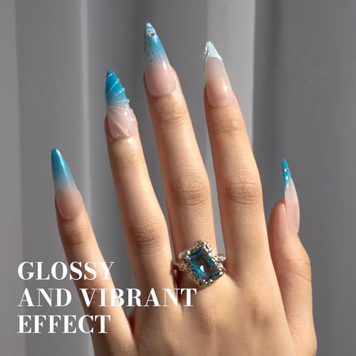 Image of MelodySusie Aquamarine Blue Gel Nail Polish,0.5fl oz Nails Soak Off UV LED Cerulean Blue Gel Polish Gift for Women Nail Art Manicure Salon DIY Nail Design Decoration at Home-1655