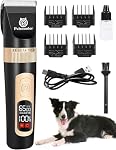 Petsaunter Clippers pour chien pour grooming, 4-Speed & LCD, Trimmer électrique à faible bruit pour le grooming, TypeC Pantoufles pour Chien rechargeables, Super silencieux pour Chiens & Animaux avec des manteaux épais ou lourds(C95)