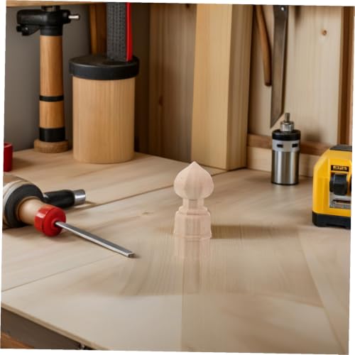 Remate de madera beige para escalera y poste de cama elegante 5