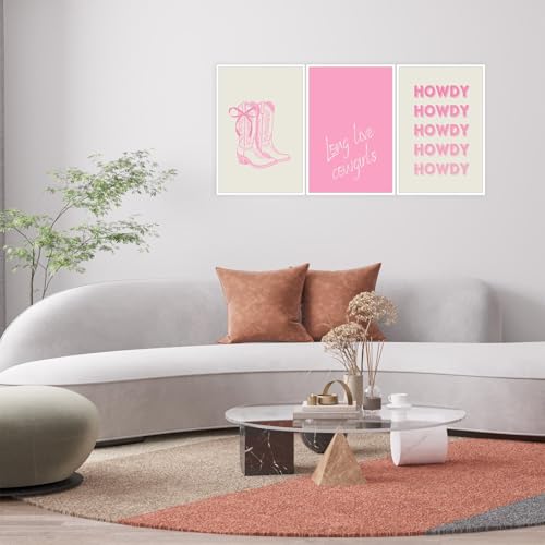 Long Live Coquette Canvas Wall Art Set Of 3 Pink Bow Cowgirls Room Decor, Howdy Wall Art, Pink Cowgirl Boots Painting, Preppy Girly Dorm Apartment Print 8x10in Unframed - Image 9