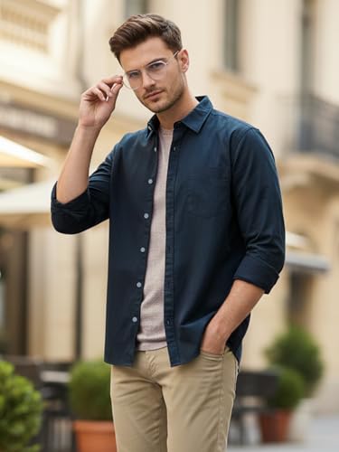 Image of Urbano Fashion Men's Cotton Full Sleeve Regular Fit Casual Solid Shirt