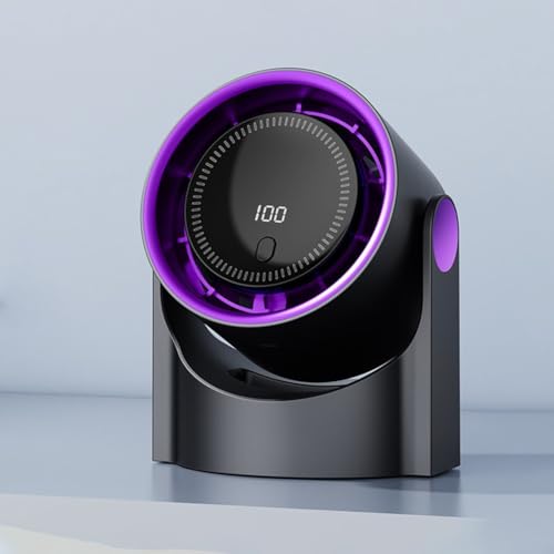 Potente ventilador de refrigeración sin aspas, 100 ajustes de velocidad, ventilador de refrigeración silencioso recargable por USB con pantalla digital, para el hogar, oficina, campamento (gris)