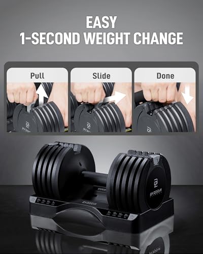 Image of BYZOOM FITNESS Pure Series Adjustable Dumbbell - 12.5 /25 /27.5 /50 /55 /75lb - ONE UNIT OR PAIR(check QTY before purchase) - 5-in-1 / 10-in-1 / 15-in-1 / 21-in-1 Flexible Hand Weights for Home Apartment Garage Gym, Strength Training & Fitness Workouts, White OR Black
