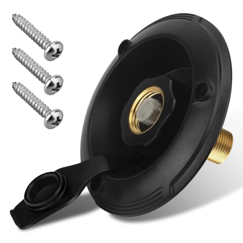Image of RV City Water Inlet with Check Valve, RV Water Fill Inlet Connection with 3 /4 NH Female to 1 /2 NPT Male Lead-free Brass City Water Inlet Flange for RV, RV Water Inlet Replacement