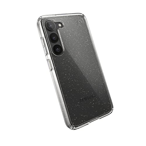Speck Presidio Perfect Clear Samsung Galaxy S23 Case - Drop & Camera Protection, Clear Phone Case, Wireless Charging Compatible, Shock Absorbant, Galaxy S23 Case - Gold Glitter