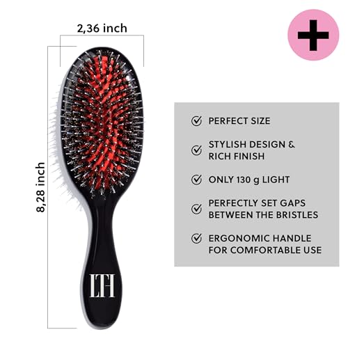 Foto von LONGTIME HAIR® Haarbürste für Extensions | Pflegebürste für Haarverlängerung, Perücke und Toupets | Natürliche Eberborsten und Nylonborsten | Ideal zum Entwirren und Pflegen von Echthaar Extensions