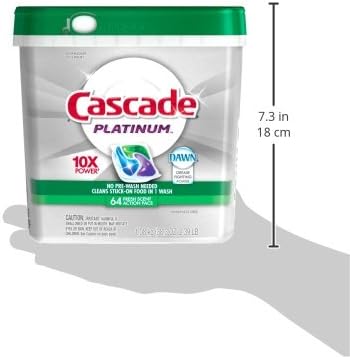 Cascade Platinum ActionPacs Dishwasher Detergent Fresh Scent, 64 Count, 2.99 Pounds
