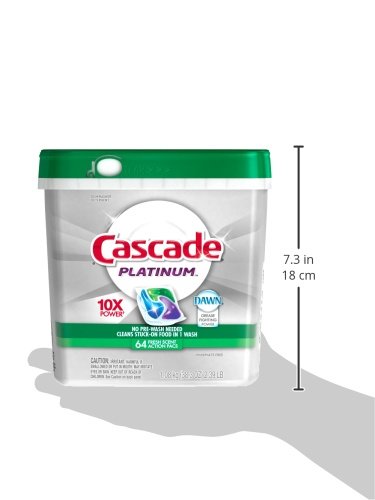 Cascade Platinum Actionpacs Dishwasher Detergent Fresh Scent, 64 Count, 2.99 Pounds #TOP2