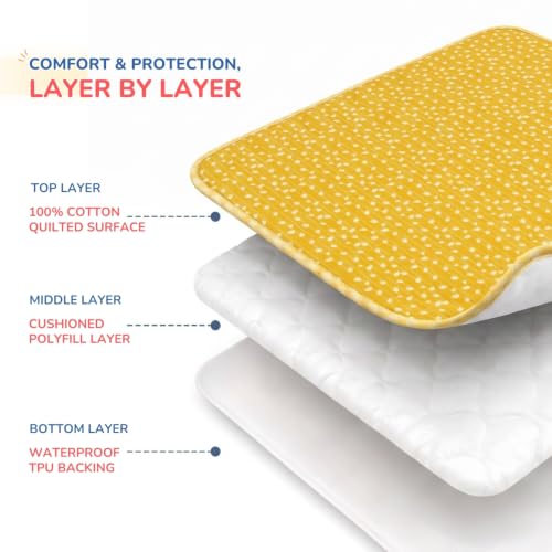 Image of TIDY SLEEP Baby Diaper Changing /Messy /Play Mat 95 x 95 cm (6-18 Months) | Soft Cotton Messy Mat for Newborns | Portable, Washable & Travel-Friendly | Golden Petals