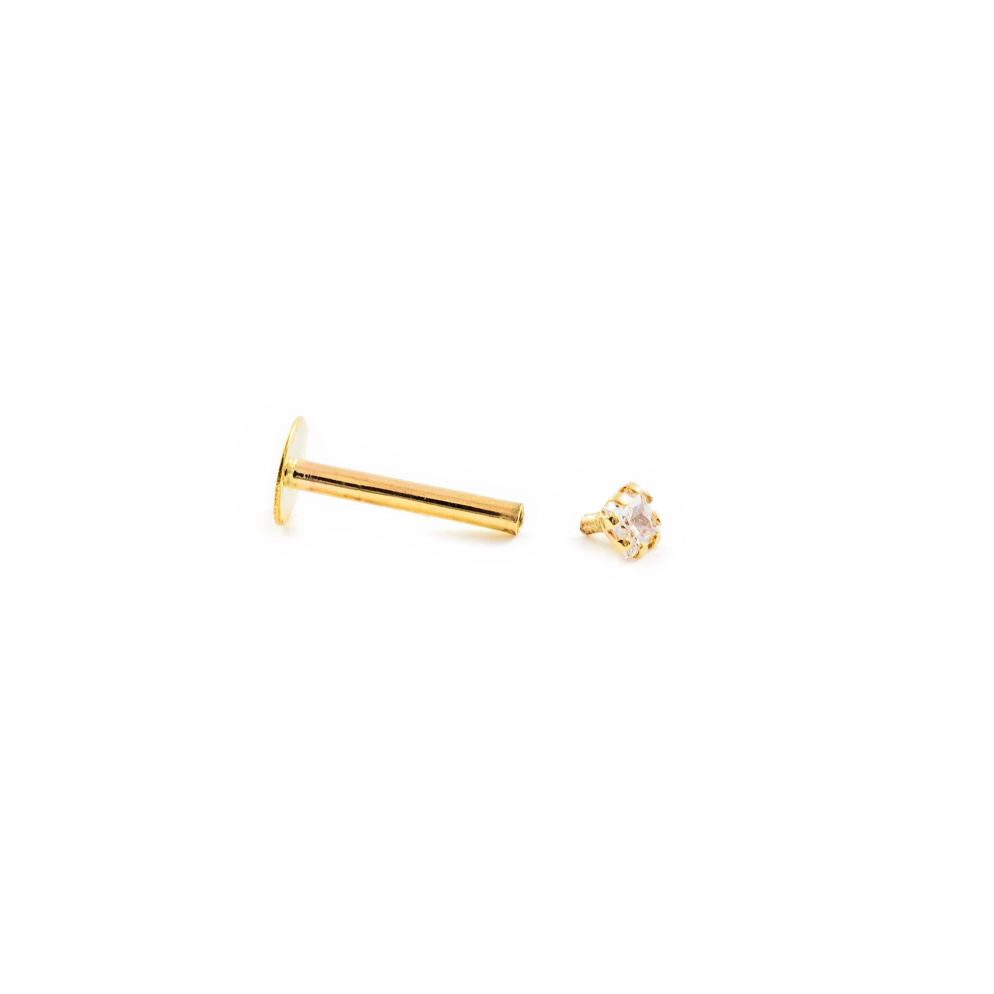 Monde Petit Piercing für Lippe Zirkon 2x2 - Gelbgold 9 Karat (375) - Geschenkbox - Garantiezertifikat