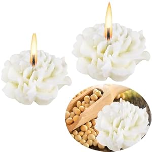 Lot de 2 bougies parfumées en forme de fleur de pivoine, bougies d&rsquo;aromathérapie, cadeaux d&rsquo;anniversaire, de fête des mères, de Saint-Valentin, cadeau relaxant pour femme