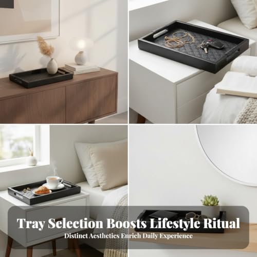 Bandeja Rectangular Beige Pequeña CAQYPVH con Bordes para Desayuno 6