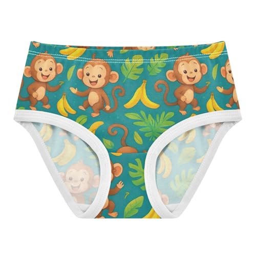 Joisal Cute Monkeys Bananas Green Girls Underwear Toddlers 2t Cotton Girl Panties Cute Print Kids Briefs Undies