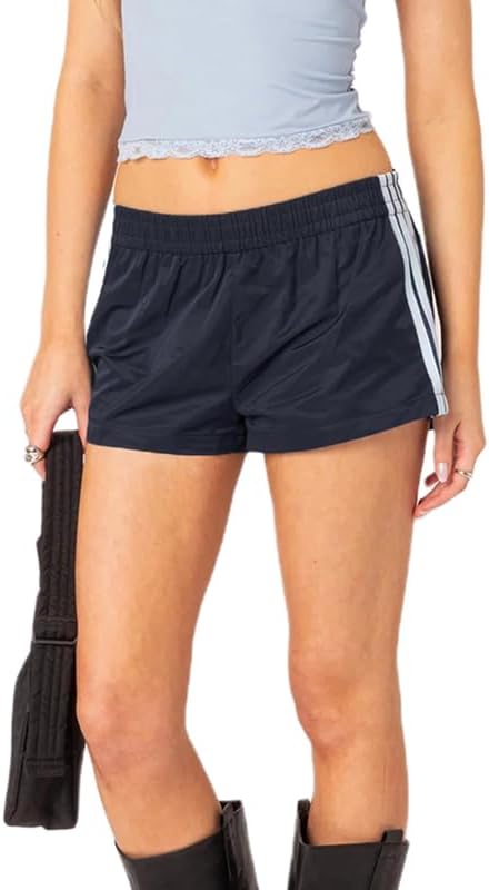 NUFIWI Women Striped Athletic Shorts Elastic Waist Wide Leg Track Shorts Casual Loose Workout Running Sweat Shorts - Image 2