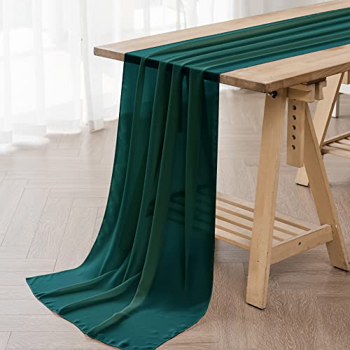 flohar 12Pack 9ft Christmas Chiffon Table Runner 14x108 Inch Sheer