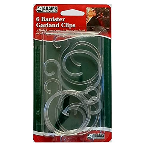 Adams Pack of 6 Banister and Railing Clips for Christmas Garlands & String Lights