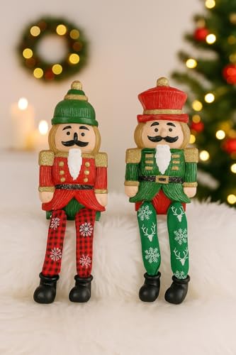 Weihnachtsfigur Kantenhocker Nussknacker 2er Set 21cm Dekofigur Statue...