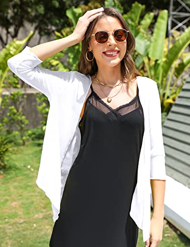 Image of Aiboria Womens 3 /4 Sleeve Shrug Sheer Mesh Bolero Tie Front Cropped Cardigan S-XXL