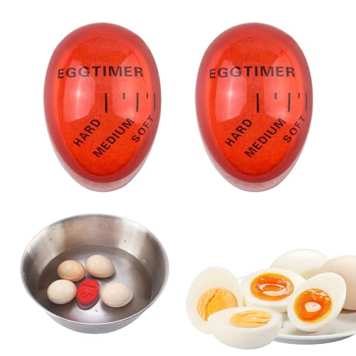 2 PCS Egg Timer,Timer für gekochte Eier,Eierfarbe ändern Timer,Eieruhr,Eieruhr Zum Mitkochen,Eggtimer,Kochei Egg Timer Wählen Sie Die Reife Der Eier Nach Temperatur und Zeitänderungen Gekochte