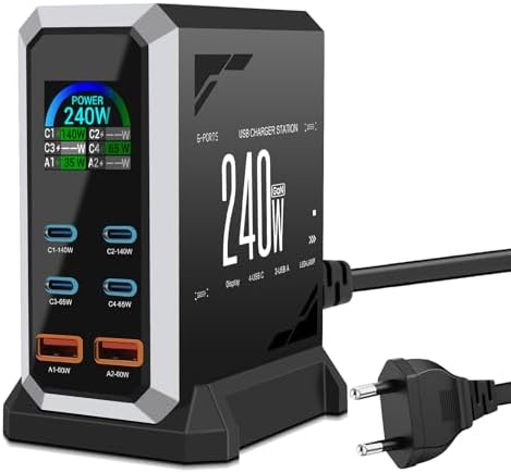 240W USB C Ladegerät Mehrfach,PD 140W 65W Schnellladegerät 6 Port...