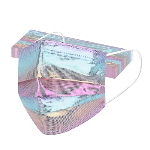 TIMICHAN 10 Stück Einweg Mundschutz Erwachsene Glitzer Mund-Nasenschutz Multifunktionstuch Atmungsaktiv 3 lagig Einmal Glitzermasken Glänzend MNS Maske Halstuch Schals Tücher für Damen Herren Cover