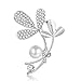 Simulación Perla Rhinestone Broche de Flores Broche de Mujer Pin Bufanda Decoración Regalo de la joyería