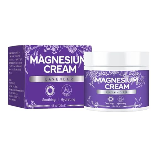 Crema de magnesio: alivia la incomodidad del dolor muscular calmante crema de magnesio de lavanda | Mejorar el cuerpo del cuerpo tranquilo mantequilla hidratante para dormir y calambres en las piernas