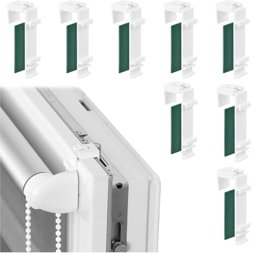 WUBAYI 8 raccordi per tende avvolgibili, senza fori, set di staffe adesive per tende a doppio rullo, ganci di supporto per finestre in PVC e fasce