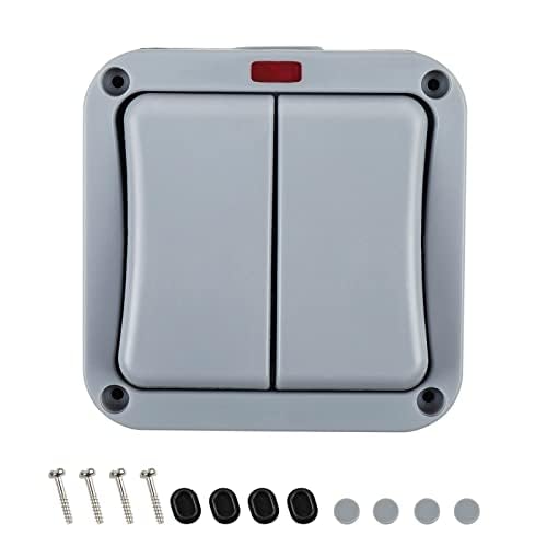 Youyijia Weatherproof Switch 20A Control Switch IP66 2 Way Double Light