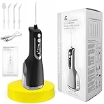 Professional LuxeCare Luxe Water Floss Portable Oral Irrigator | 5 Cleaning Modes | 360° Rotating 4 Extra Nozzles | USB Rechargeable Water Flosser | Deep Teeth & Gum Care Device for Men&Women (Black)