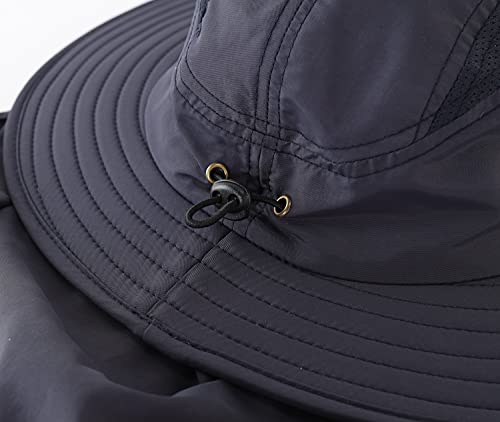 Image of Home Prefer UPF 50+ Mens Wide Brim Fishing Hat with Neck Flap Sun Hat for Men Women Sun Protection Cap