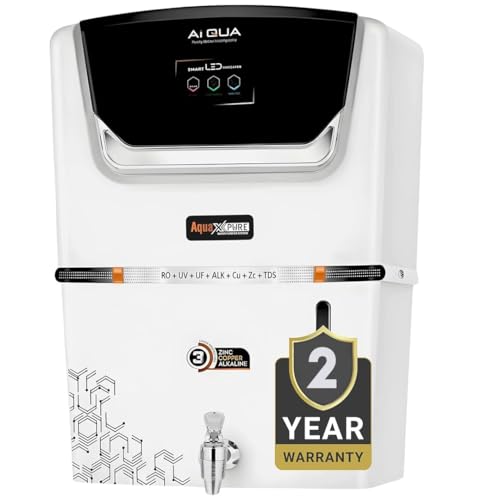 Image of AquaXpure Water Purifier RO+UV+UF with Copper & Zinc | 12L Storage Tank & TDS with Taste Controller | 2 Years warrenty with Free Installation & Visit Charges. (AI White1)