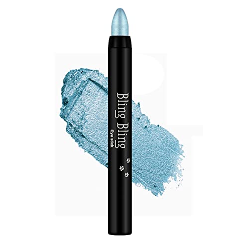 Eyeshadow Pen, Shimmer Lake Blue Eyeshadow Stick, Highly Pigmented Eye Shadow Pencil Crayon, Glitter Eyeliner Pencil, Blendable Eyes Makeup, Waterproof Long Lasting