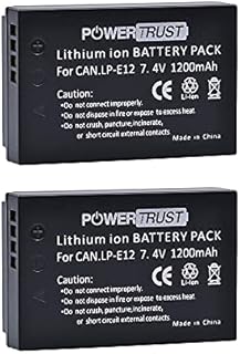 PowerTrust 2Pcs LP-E12 LPE12 Battery for Canon EOS M50, M50 Mark II, EOS 100D, EOS M, EOS M10, EOS M100, Rebel SL1