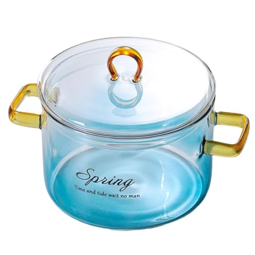 Olla de cristal de 900 ml – Olla de cristal transparente, olla sturdy y resistente al calor | Olla multiusos para fideos, leche y sopa, segura para la cocina y el lavaplatos