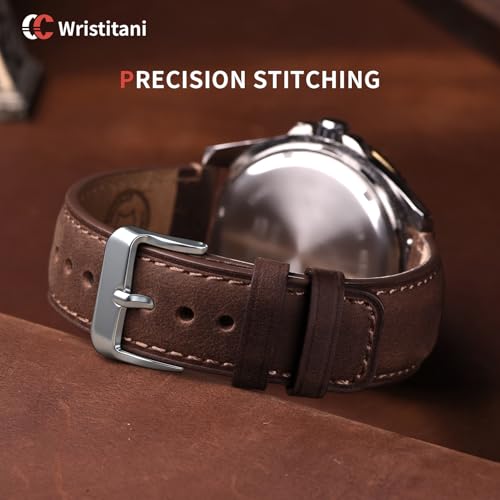 Image of Wristitani 3 Pack Leather Watch Strap, 19mm 20mm 21mm 22mm 24mm Top Genuine Leather Watch bands for Men, Quick Release Vintage Wristband