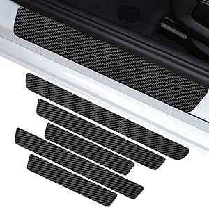 5Pcs Car Door Sill Protector for Renault Kadjar, Carbon Fiber Door Sill Kick Plate Protector Covers