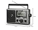 Greadio Portable Shortwave Radio with Best Reception,AM FM Transistor,LCD Display,Time Setting,Battery Operated by 4 D Cell Batteries or AC Power,Big Speaker,Earphone Jack for Gift,Elder,Home