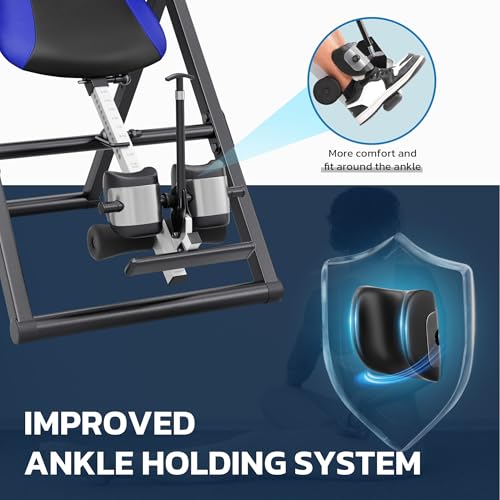 Image of YOLEO Inversion Table for Back Pain 2026 Foldable Inversion Table w /Removable Lumbar Pad, Reversible Ankle Holders, Easy Assembly