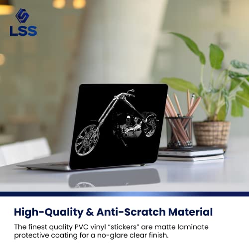 Image of LSS 15 15.6 Inches Laptop Notebook Skin Sticker with 2 Wrist Pads - Reusable Cover Protector Vinyl Sticker Cover Decal Fits 13 inch - 16 inch HP Asus Acer Samsung - Black Motorcycle