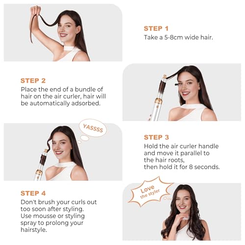 Image of 6 in 1 Blow Dryer Brush, Upgrade Hair Dryer Brush Set Negative Ion Air Styler Curling Wrap Air Curler, Hot Air Brush Curling Iron Hair Styling Tools As A Gift for Straight /Curl /Dry /Smooth