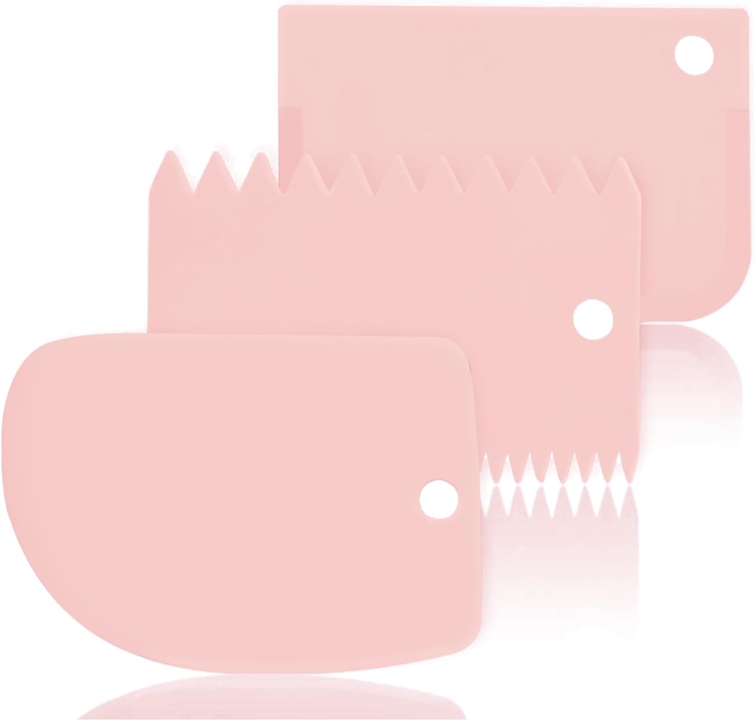 Cake Scraper Cake Decorating Comb - SURDOCA Cake Scraper Smoother, Flexible Plastic Dough Scraper For Bread Making, Reusable Pastry Pizza Dough Cutter Baking Edge Stripe Decorating Tool - Light Pink