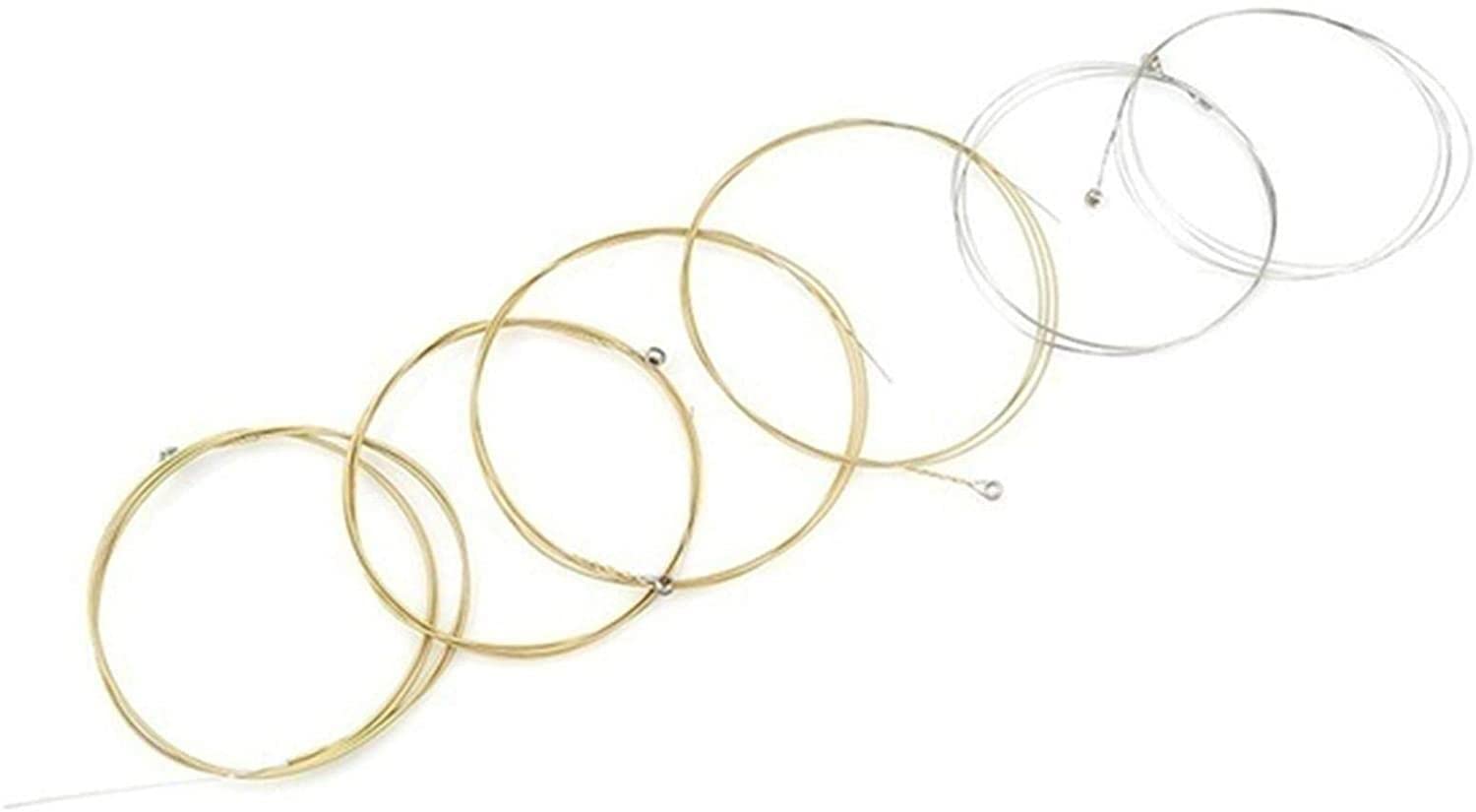 Pack of 6 Guitar Strings Replacement Steel String for Acoustic Guitar 4 Brass 2 Silver Set