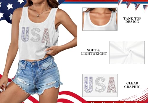 Image of Ithalt Womens American Flag Shirts 4th of July Outfits USA T-Shirt Patriotic Tank Shirt Fourth of July Sleeveless Tops