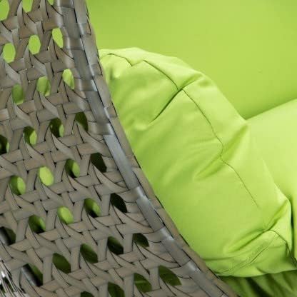 Image of OMANSH Double Seater Swing Chair with Stand & Cushion & Hook Outdoor || Indoor || Balcony || Garden || Living Room (Brown-Green)