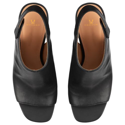 MOOMMO Women Chunky Block Heel Booties Sandals Open Square Toe Cutout Ankle Boots Backless 2" Stacked Mid Heels Matte Sandal Bootie Dress Peep Toe Heeled Sandals Hook & Loop Vintage Comfort 4-11 M US4