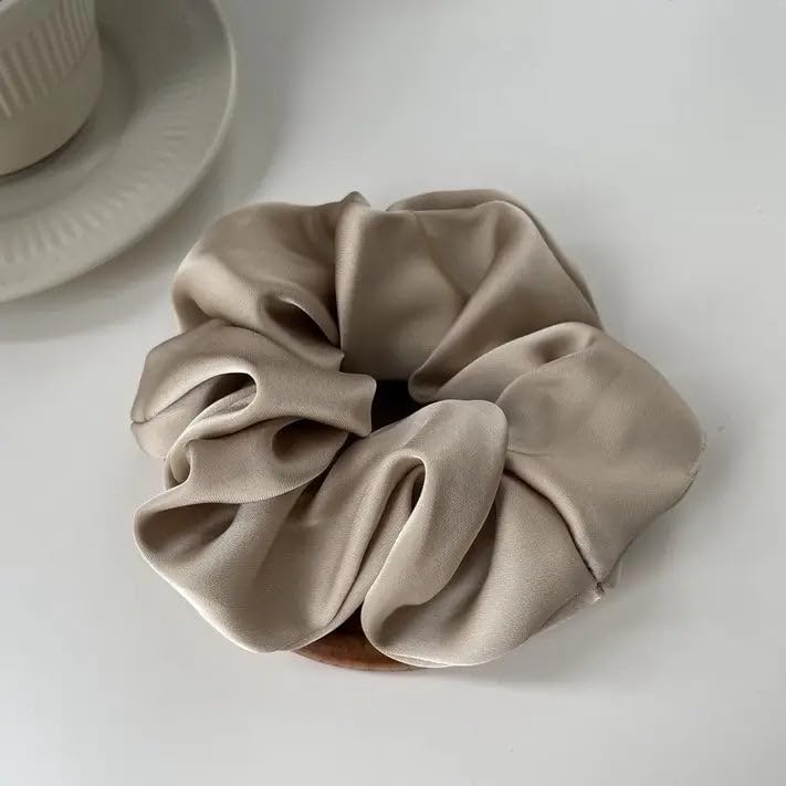Waterlily Scrunchie 100% Mulberry Silk 22momme Hair Ties Scrunchies for Women Girls Soft Natural Large (Coffee) - Image 2